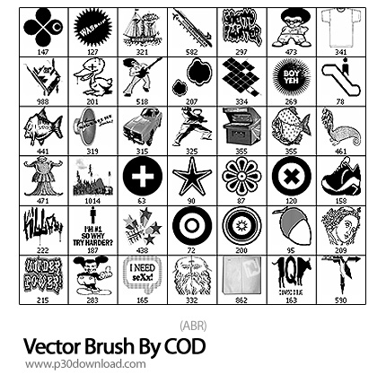 دانلود براش فتوشاپ: براش وکتورهای کارتونی - Vector Brush Set II By COD