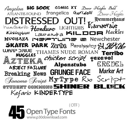 دانلود فونت انگلیسی کارتونی - 45 Open Type Fonts