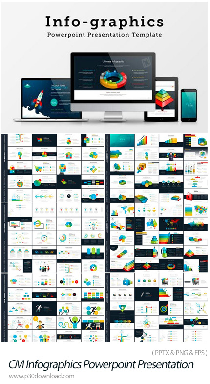 دانلود قالب آماده و حرفه ای پاورپوینت تجاری - CM Infographics Powerpoint Presentation