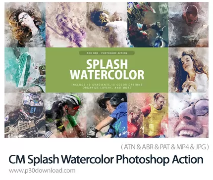 دانلود CreativeMarket Splash Watercolor Photoshop Action اکشن فتوشاپ ...