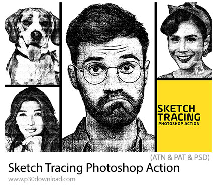 دانلود Sketch Tracing Photoshop Action - اکشن فتوشاپ تبدیل تصاویر به نقاشی خطی