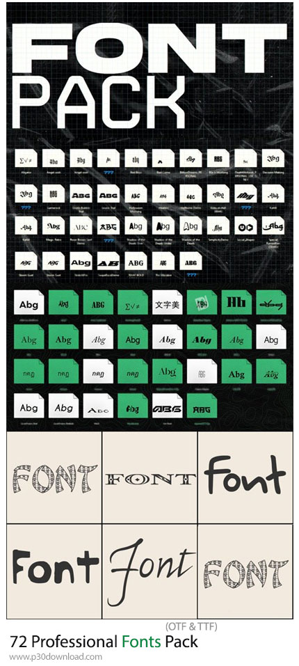دانلود Professional Fonts Pack - 72 فونت انگلیسی حرفه ای برای طراحان