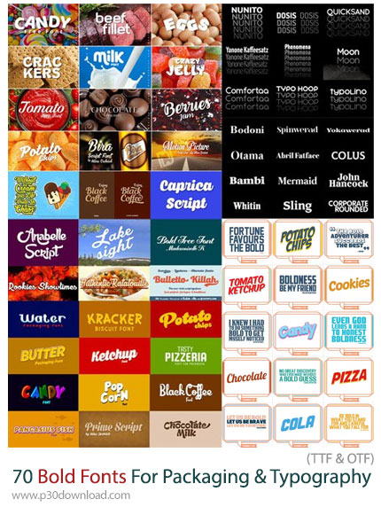 دانلود Best Bold Fonts For Packaging & Typography - 70 فونت انگلیسی بولد مناسب برای تایپوگرافی و طرا
