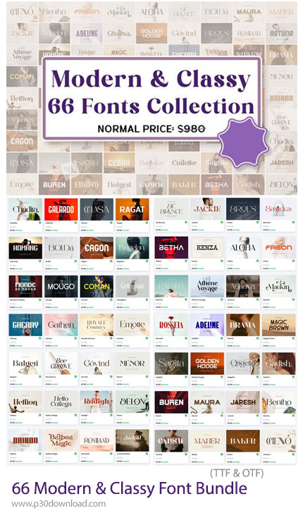 دانلود Modern & Classy Font Bundle - 66 فونت انگلیسی مدرن و شیک