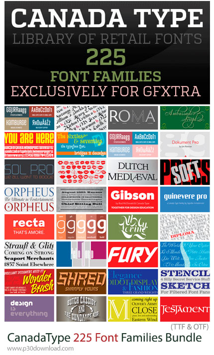دانلود CanadaType Font Families Bundle - 225 فونت حرفهای برای طراحی گرافیک و تایپوگرافی