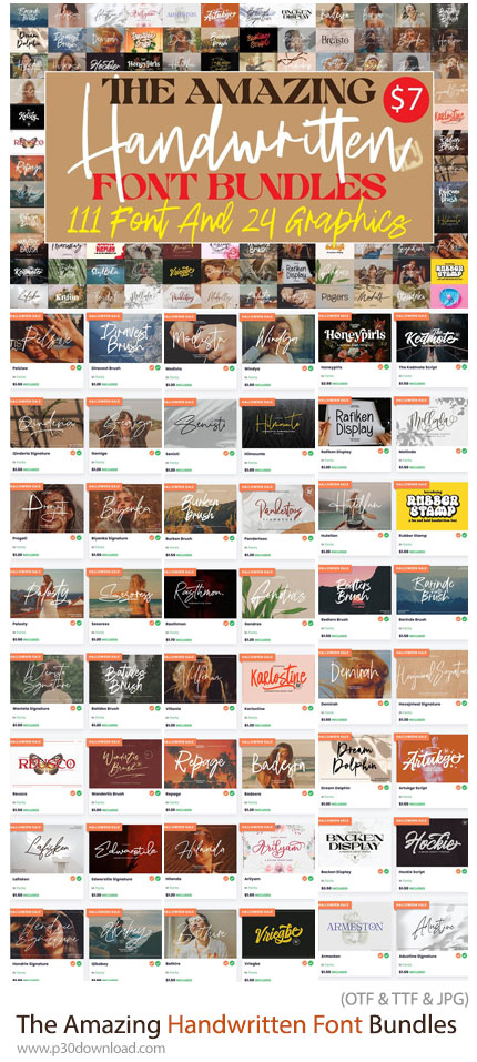 دانلود The Amazing Handwritten Font Bundles - 111 فونت دست نویس انگلیسی با طراحی شگفت انگیز