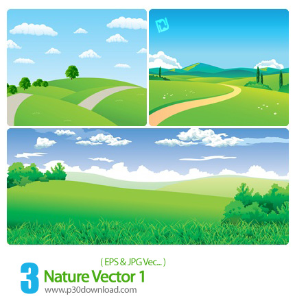 دانلود وکتور منظره، چشم انداز - Nature Vector 01  