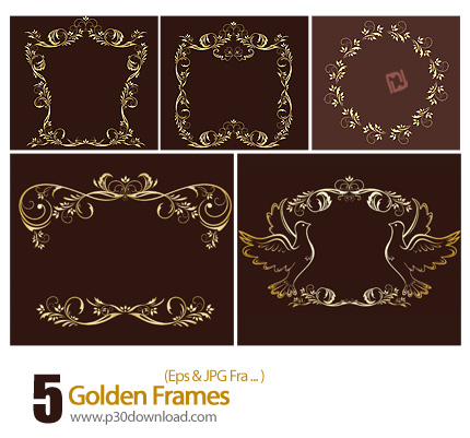 دانلود وکتور فرم طلایی - Golden Frames