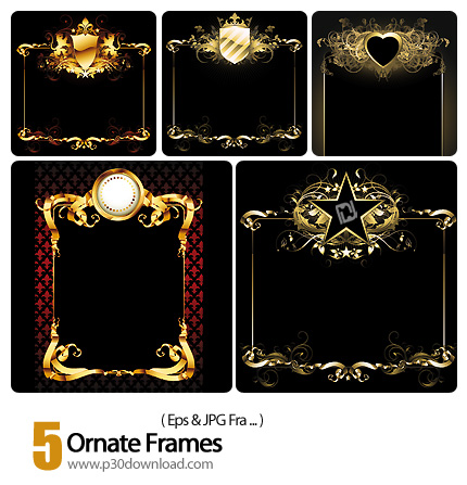 دانلود وکتور فرم فانتزی طلایی رنگ - Ornate Frames