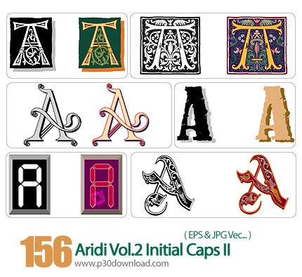 دانلود اریدی وکتور حروف انگلیسی - Aridi Vol.2 Initial Caps II