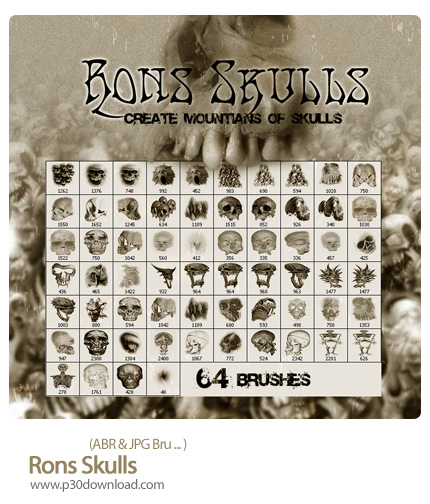 دانلود براش فتوشاپ: جمجمه - Rons Skulls