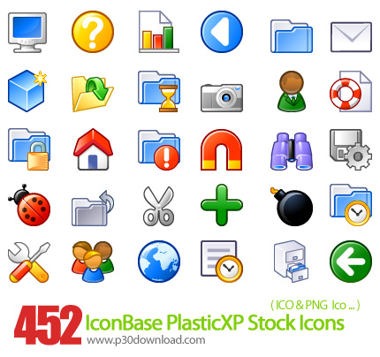 دانلود آیکون نوار ابزار - IconBase PlasticXP Stock Icons