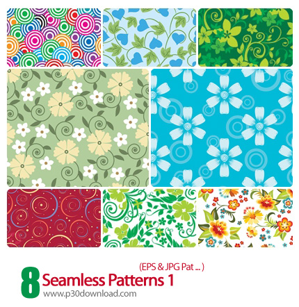 دانلود پترن های وکتور گل دار - Seamless Patterns 01