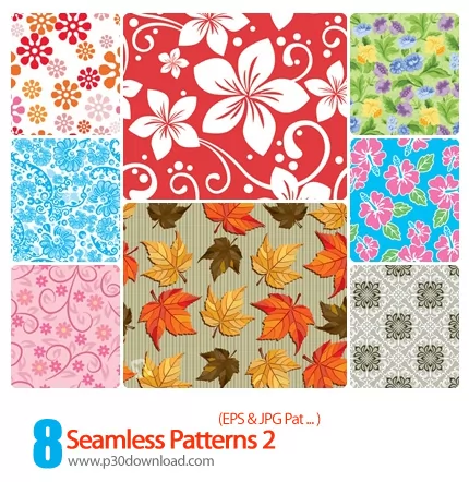 دانلود پترن های وکتور گل دار - Seamless Patterns 02