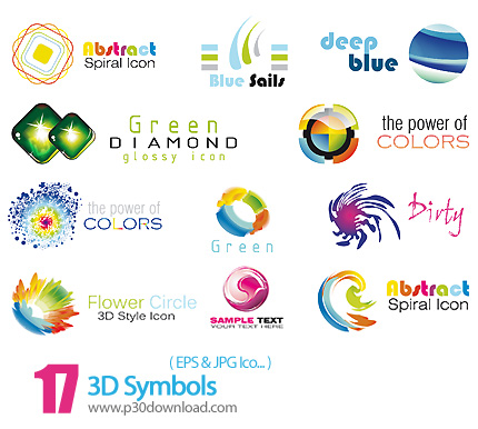 دانلود مجموعه لوگو و آرم سه بعدی - 3D Symbols 