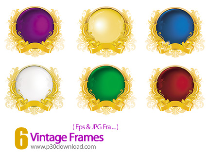 دانلود فرم وکتور فانتزی طلایی - Vintage Frames