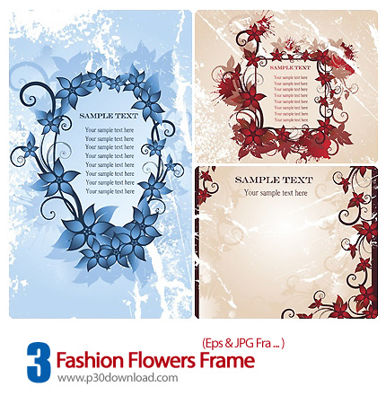 دانلود وکتور فرم گل دار - Fashion Flowers Frame