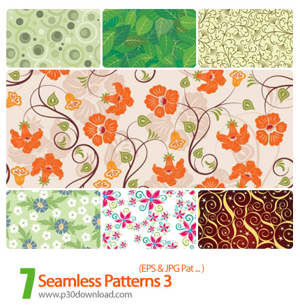 دانلود پترن های وکتور گل دار - Seamless Patterns 03