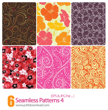 دانلود پترن های وکتور گل دار - Seamless Patterns 04