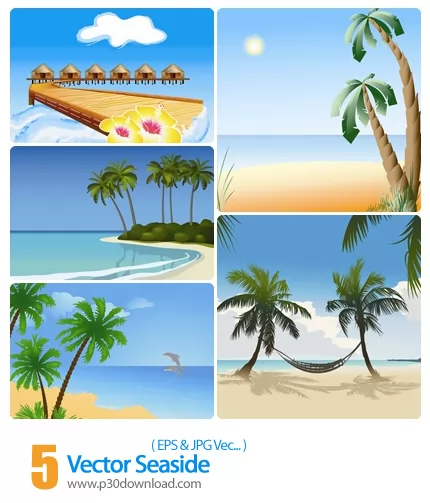 دانلود وکتور کنار دریا - Vector Seaside