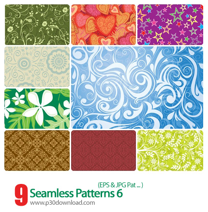 دانلود پترن های وکتور گل دار - Seamless Patterns 06