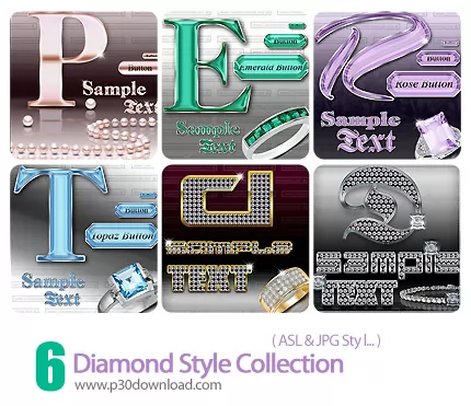 دانلود استایل فتوشاپ: استایل های زیبا به سبک الماس - Diamond Style Collection