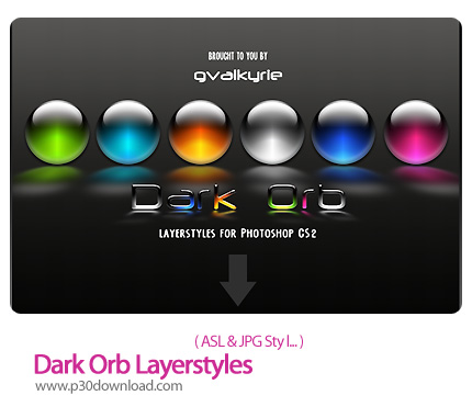 دانلود استایل فتوشاپ: استایل های کروی تیره - Dark Orb Layerstyles