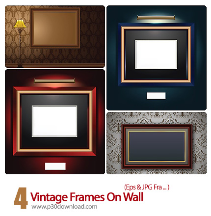 دانلود قاب های وکتور بر روی دیوار - Vintage Frames On Wall