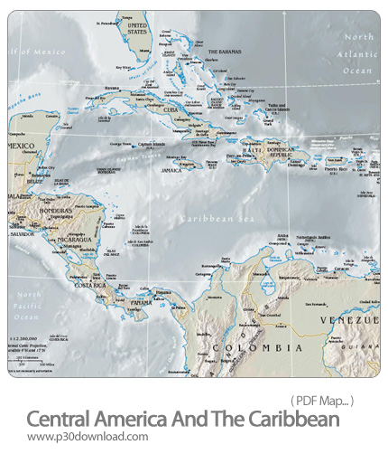 دانلود نقشه جغرافیای آمریکای مرکزی و کارائیب - Central America And The Caribbean 