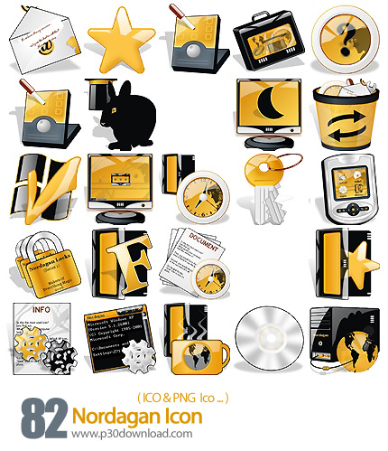 دانلود آیکون های متنوع طلایی رنگ - Nordagan Icon 