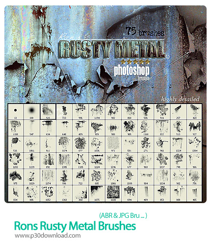 دانلود براش فتوشاپ: افکت زنگ زدگی - Rons Rusty Metal Brushes