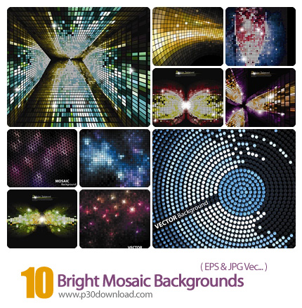 دانلود وکتور بک گراند موسیقی - Bright Mosaic Backgrounds
