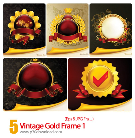 دانلود فرم وکتور طلایی رنگ - Vintage Gold Frame 01