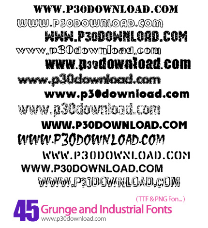 دانلود فونت های صنعتی با بافت کثیف انگلیسی - Grunge and Industrial Fonts