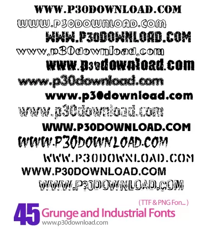 دانلود فونت های صنعتی با بافت کثیف انگلیسی - Grunge and Industrial Fonts