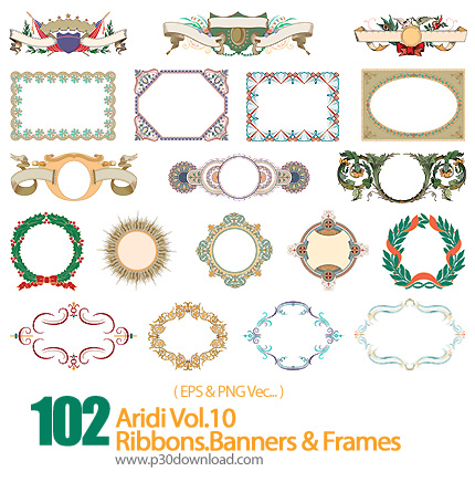 دانلود اریدی وکتور قاب، علامت، روبان - Aridi Vol.10 Ribbons.Banners & Frames  