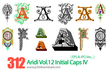 دانلود اریدی وکتور حروف انگلیسی - Aridi Vol.12 Initial Caps IV