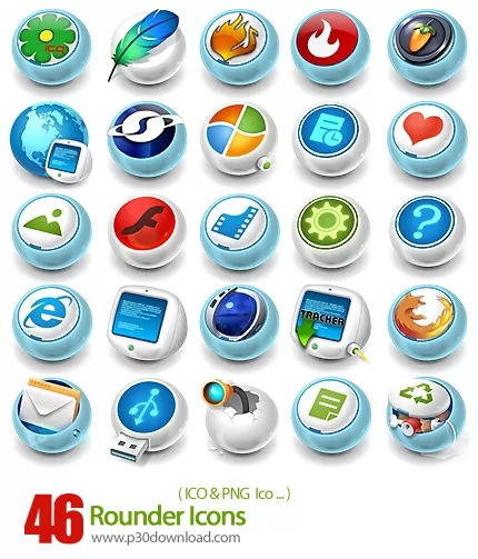 دانلود آیکون های گرد متنوع - Rounder Icons 