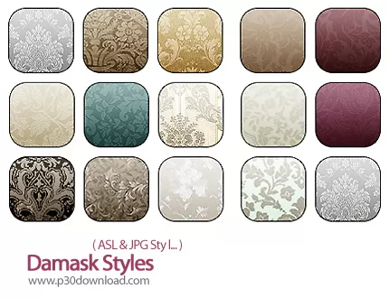 دانلود استایل فتوشاپ: افکت بک گراند گل دار - Damask Styles