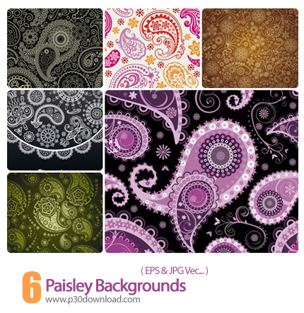 دانلود وکتور بک گراند تزیینی بته جقه - Paisley Backgrounds