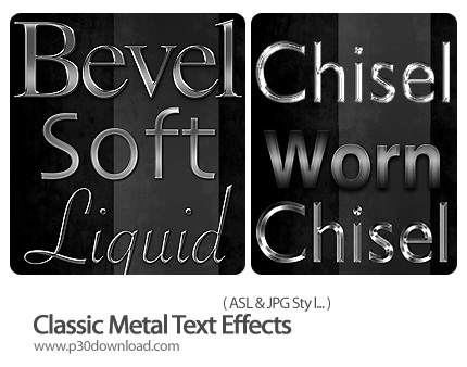 دانلود استایل فتوشاپ: افکت متن فلزی کلاسیک - Classic Metal Text Effects