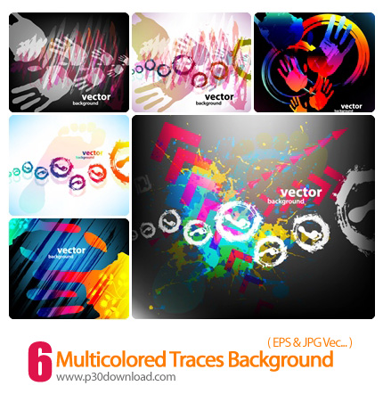 دانلود وکتور بک گراند رنگی - Multicolored Traces Background
