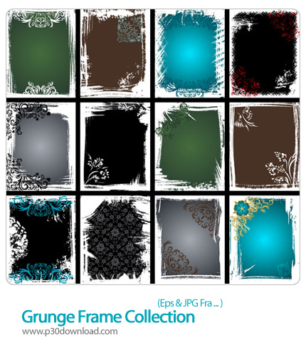 دانلود مجموعه فرم وکتور با بافت کثیف - Grunge Frame Collection 