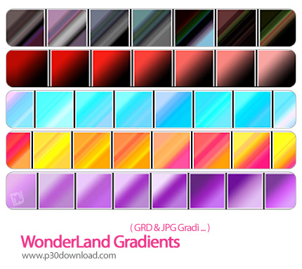دانلود گرادینت فتوشاپ: گرادینت متنوع رنگی - WonderLand Gradients 