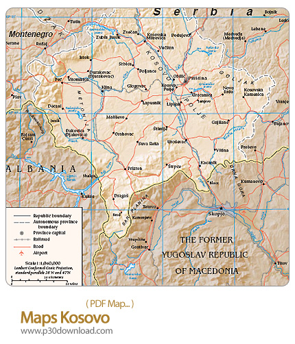 دانلود نقشه جغرافیای کوزوو - Maps Kosovo   