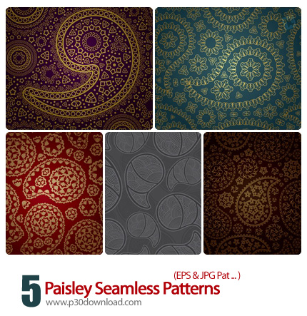 دانلود پترن بته جقه - Paisley Seamless Patterns    