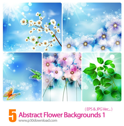 دانلود وکتور بک گراند انتزاعی گل دار - Abstract Flower Backgrounds 01 