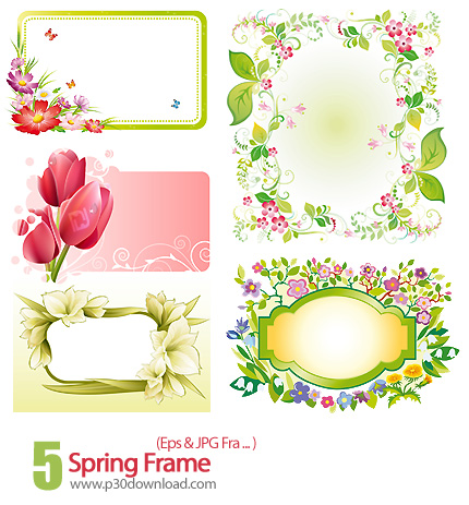 دانلود فرم گل دار، گل های بهاری - Spring Frame