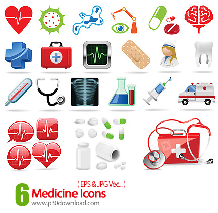 دانلود آیکون وکتور تجهیزات پزشکی - Medicine Icons