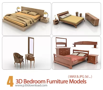 دانلود فایل های آماده سه بعدی، وسایل اتاق خواب - 3D Bedroom Furniture Models 